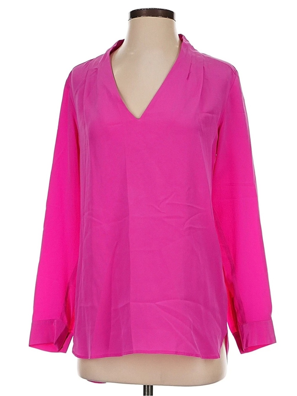 Marie Oliver Hot Pink V-Neck Long Sleeve   100% Silk Top